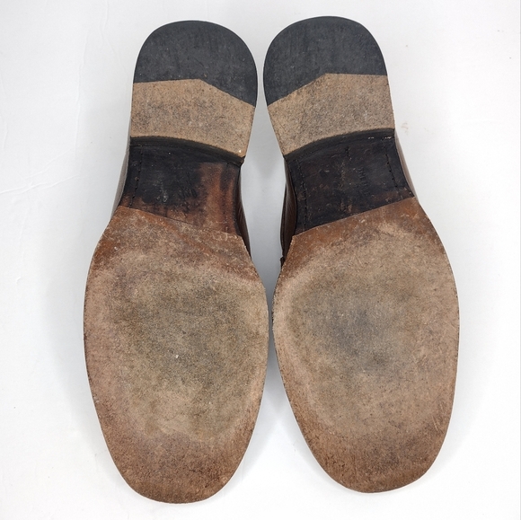 Frye John A. Men's Brown Leather Round Toe Office Slip On Penny Loafers Size 10 - Picture 11 of 16